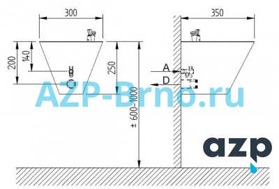 Настенный питьевой фонтанчик AFO 05 AZP Brno Чехия (фото, схема)